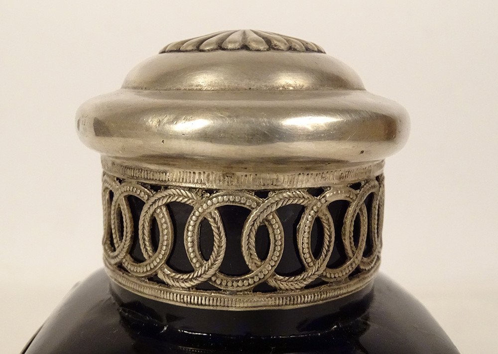 Flacon Argent Massif Allemand Hanau Vénus Coquille Vase Cygnes Fin XIXème-photo-4