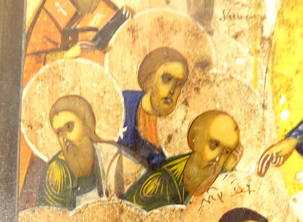 Icône Orthodoxe Russe HSP Dormition Vierge Marie Mère Dieu Apôtres XVIIIème-photo-1