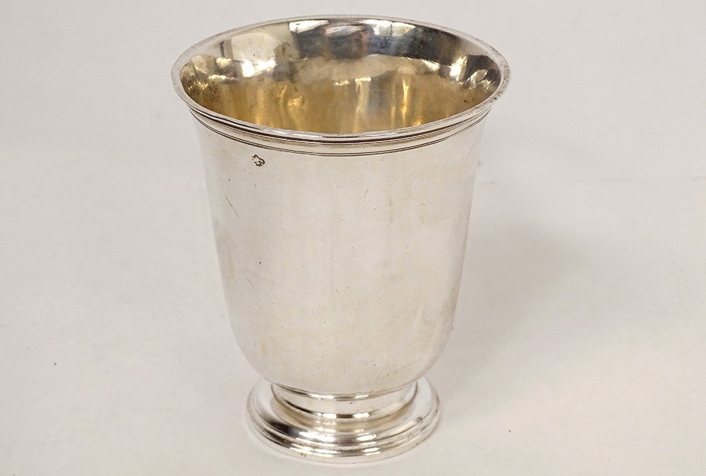 Timbale piedouche argent massif Fermiers Généraux Paris Merger 138gr XVIIIè-photo-2