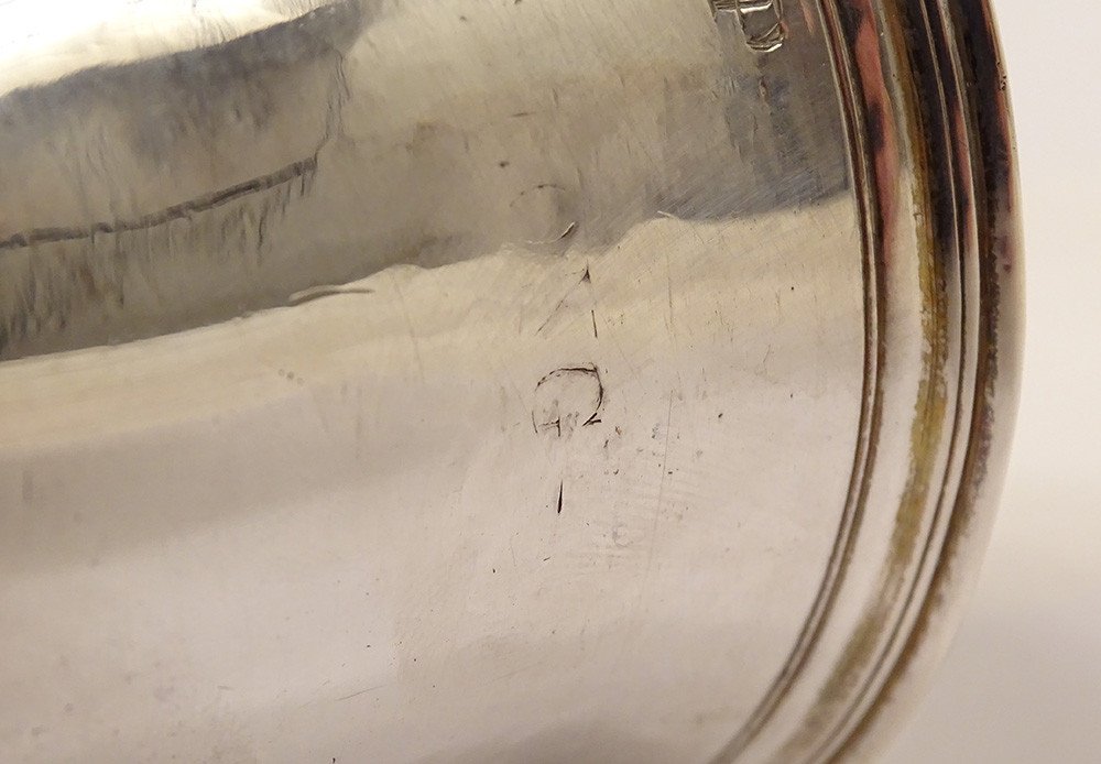 Timbale piedouche argent massif Fermiers Généraux Paris Merger 138gr XVIIIè-photo-4