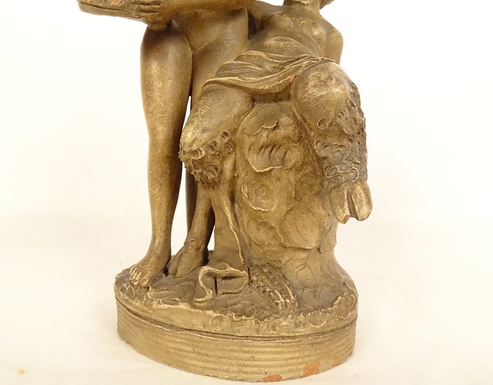 Paire Sculptures Terre Cuite Clodion Satyres Faunes Nymphes Bacchantes XIXè-photo-7