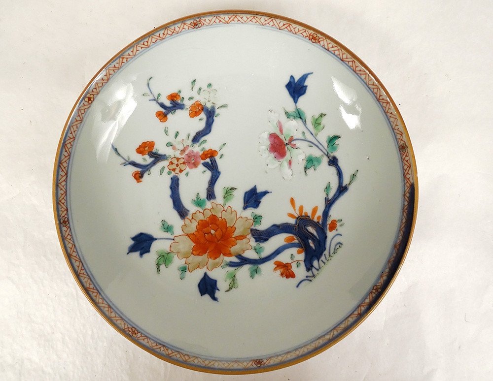 Pair Hollow Porcelain Dishes China Imari Flowers Peonies Qianlong XVIIIth-photo-2