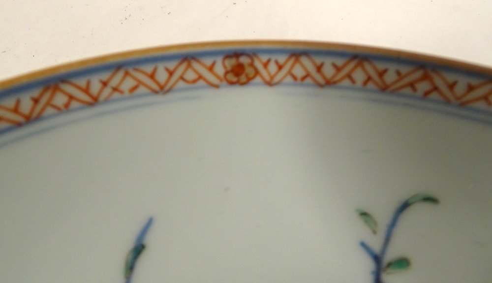 Pair Hollow Porcelain Dishes China Imari Flowers Peonies Qianlong XVIIIth-photo-2