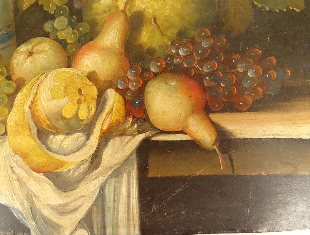 Hsc Painting Still Life Fruits Orange Bunches Grapes Pear Vine Nineteenth-photo-4