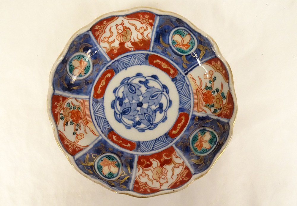 Tasse Soucoupe Porcelaine Imari Japon Arita Hizen Personnage Papillons XIXè-photo-4