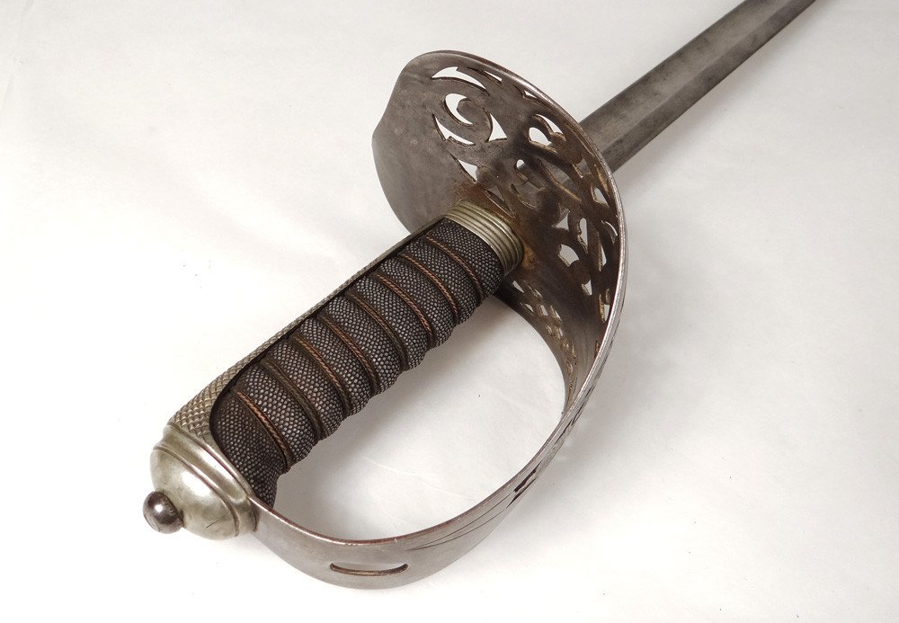 Saber Sword Officer Bronze Galuchat Crown 19th Century-photo-1