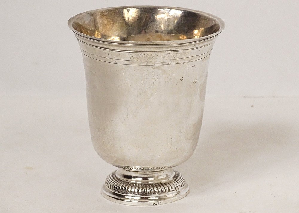 Timbale Piedouche Argent Massif Fermiers Généraux Paris 117gr XVIIIème-photo-2