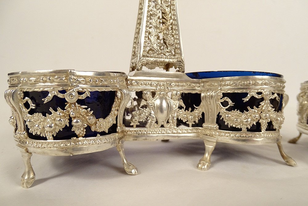 Paire Salières Doubles Louis XVI Argent Fermiers Généraux Paris 1782 XVIIIè-photo-3