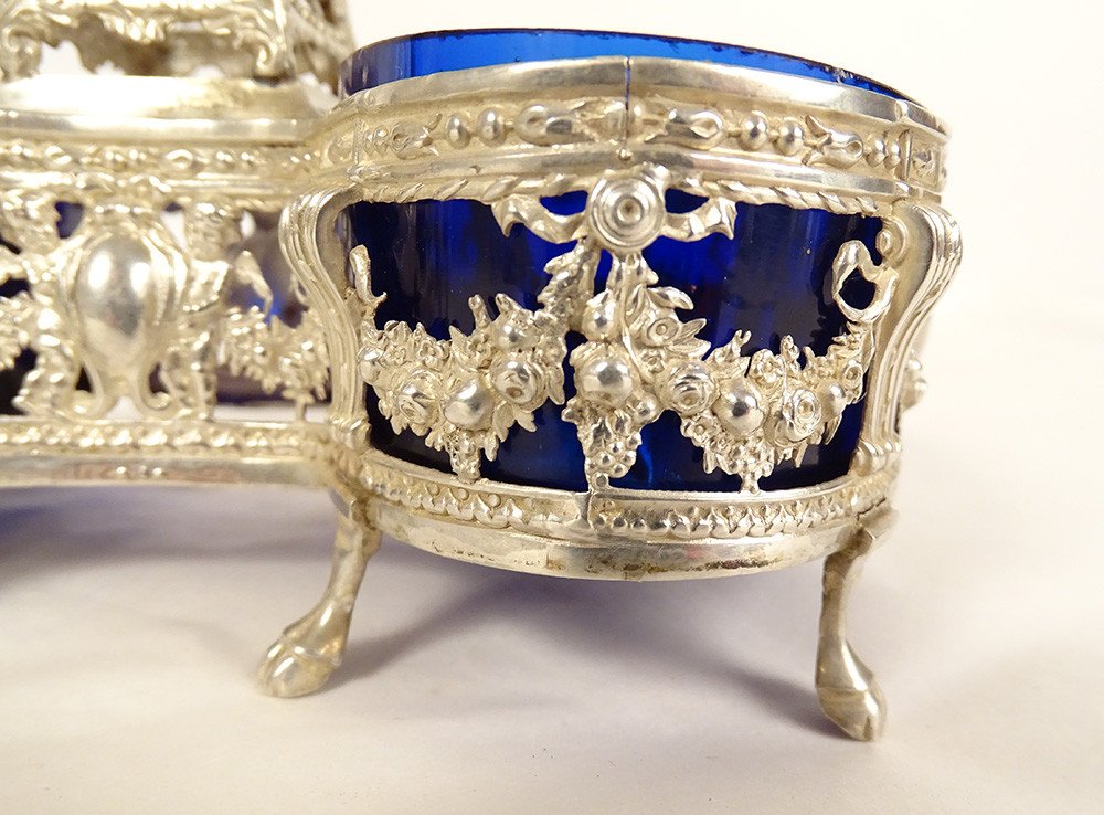 Paire Salières Doubles Louis XVI Argent Fermiers Généraux Paris 1782 XVIIIè-photo-4