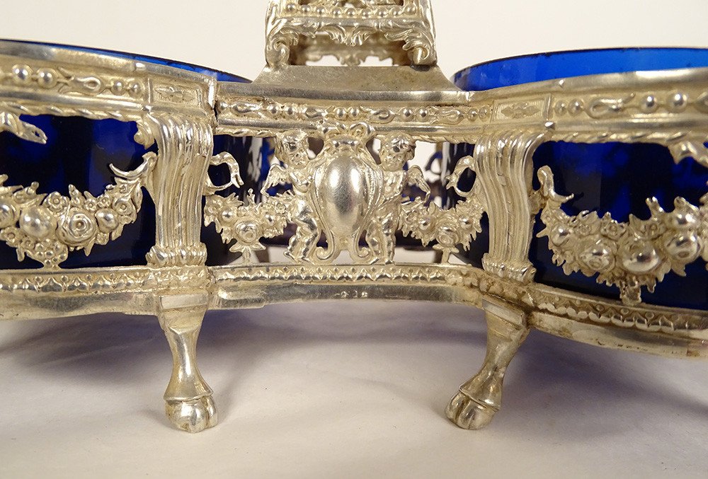 Paire Salières Doubles Louis XVI Argent Fermiers Généraux Paris 1782 XVIIIè-photo-1