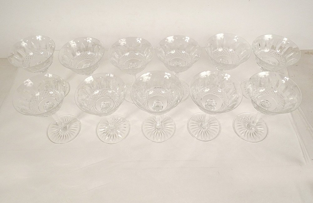 11 Coupes à Champagne Cristal Saint-louis Modèle Tommy XXème Siècle-photo-2