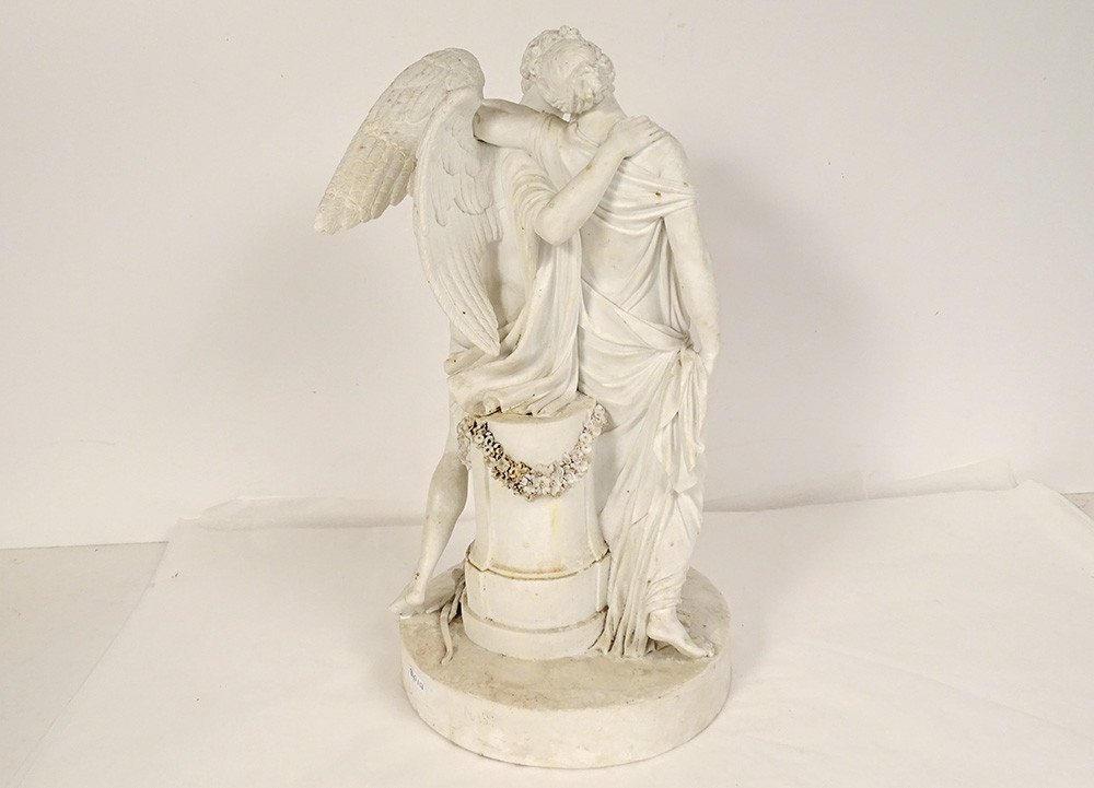 Sculpture Biscuit Manufacture Nast Baiser Psyché Amour Cupidon XIXè Siècle-photo-3