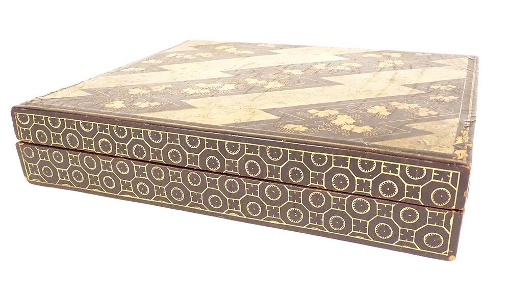 Box Set 126 Tokens Mother Of Pearl Lacquered Wood Gilding Japan Monogram 19th Century-photo-3