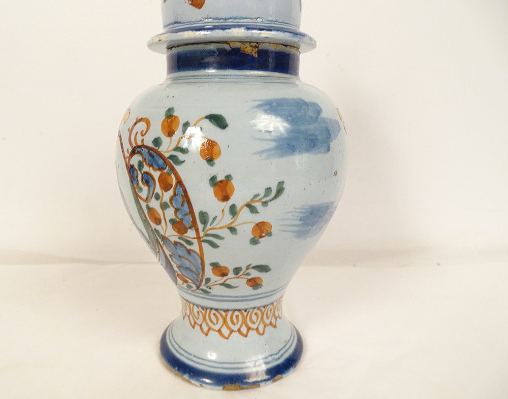 Pot couvert orangiste faïence Delft Guillaume Orange princesse 1773 oiseau-photo-1