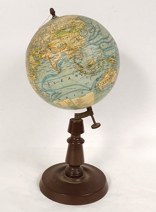 Terrestrial Globe World Map Geographer J. Forest 17-19 Rue Buci Paris XXème