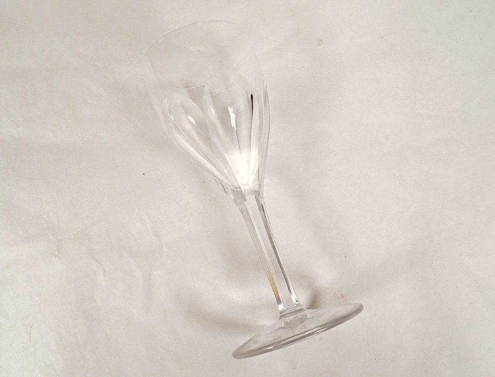 6 Verres à Pied à Vin Cristal Taillé Saint-Louis Modèle Bristol XXè Siècle-photo-2