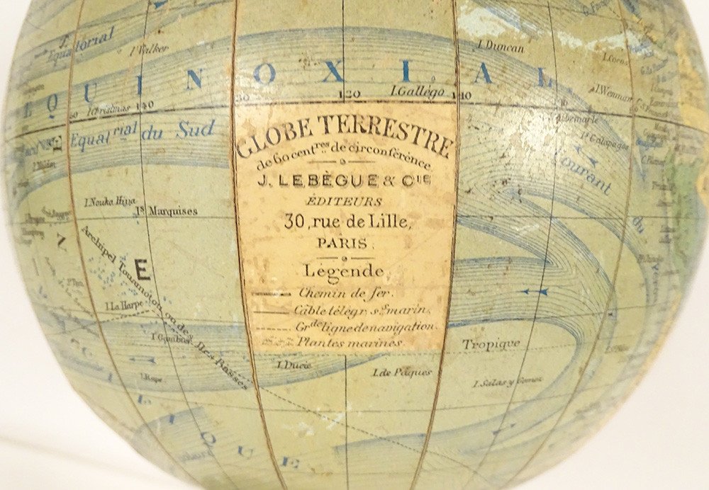 Terrestrial Globe World Map J. Lebègue & Cie Rue De Lille Paris Napiii XIXth-photo-4
