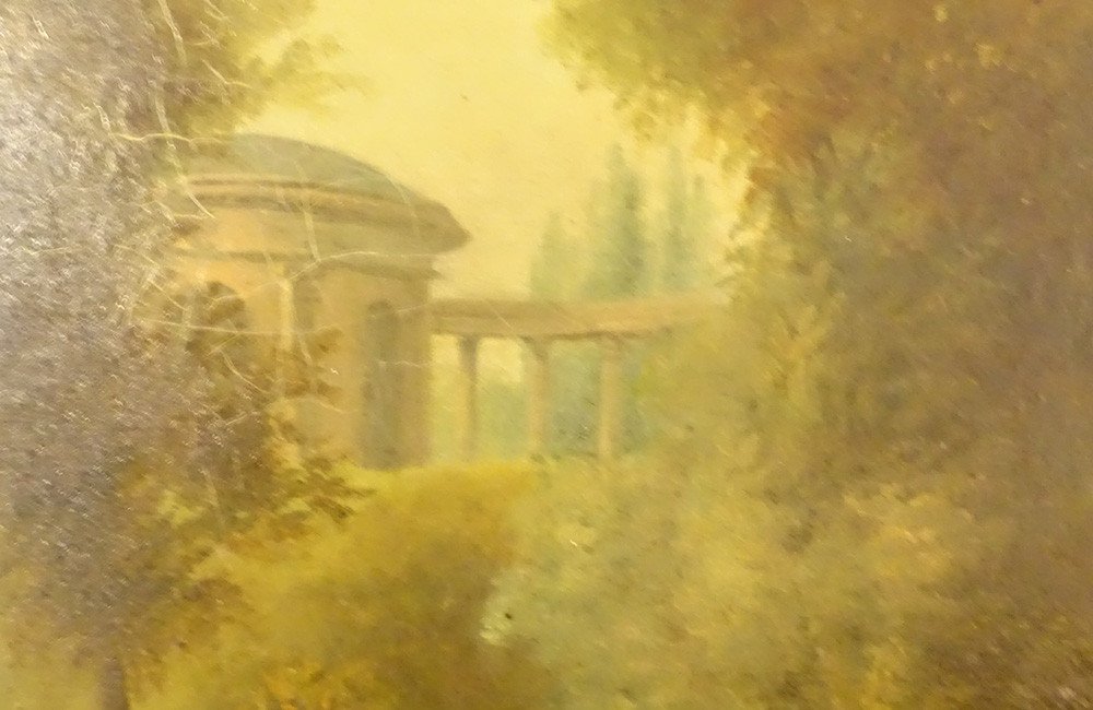 Large Hst Romantic Landscape Characters Shepherds Ruins River 19th Century-photo-4