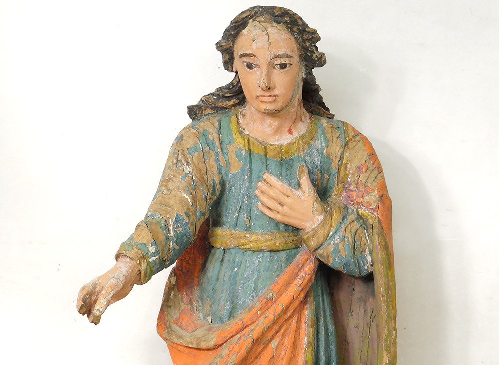 Statue Religieuse Bois Sculpté Polychrome Saint-just Beauvais Auxerre XVIIè-photo-2