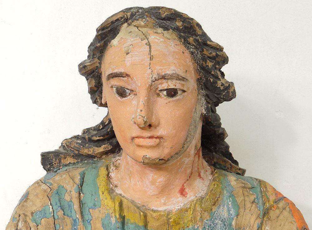 Statue Religieuse Bois Sculpté Polychrome Saint-just Beauvais Auxerre XVIIè-photo-3