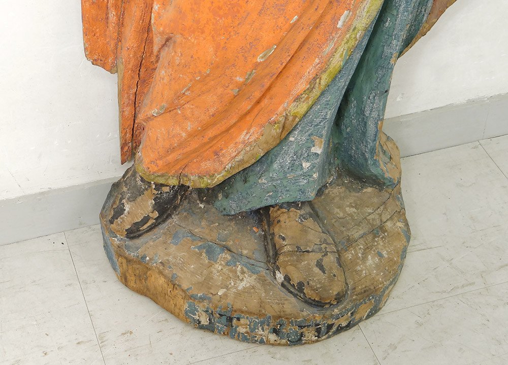 Statue Religieuse Bois Sculpté Polychrome Saint-just Beauvais Auxerre XVIIè-photo-4