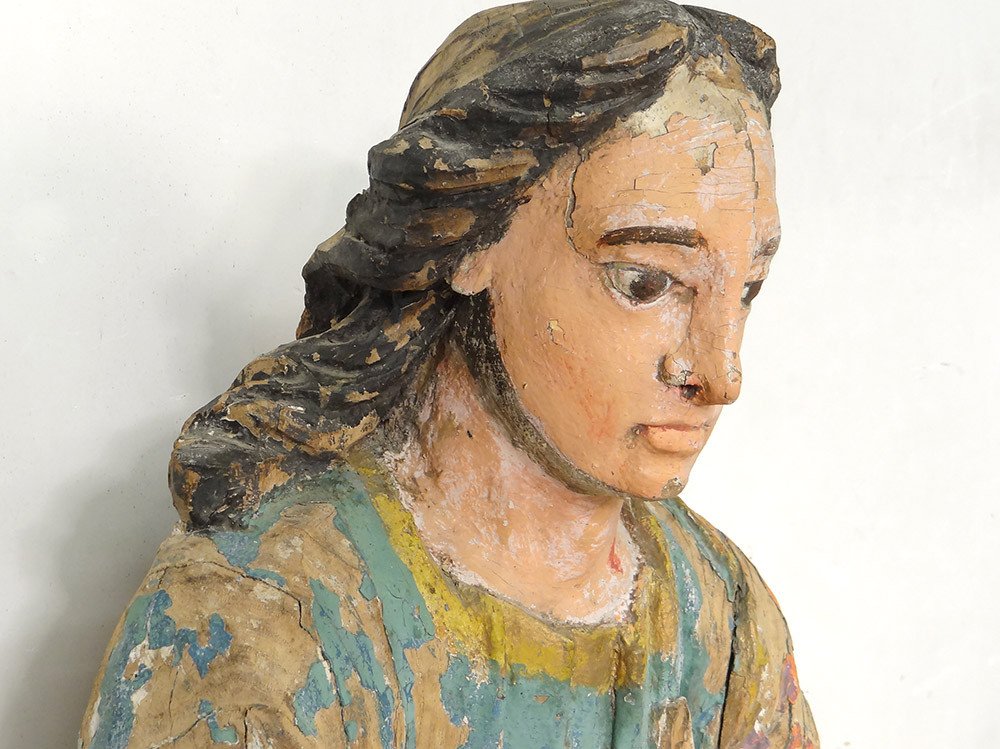 Statue Religieuse Bois Sculpté Polychrome Saint-just Beauvais Auxerre XVIIè-photo-6