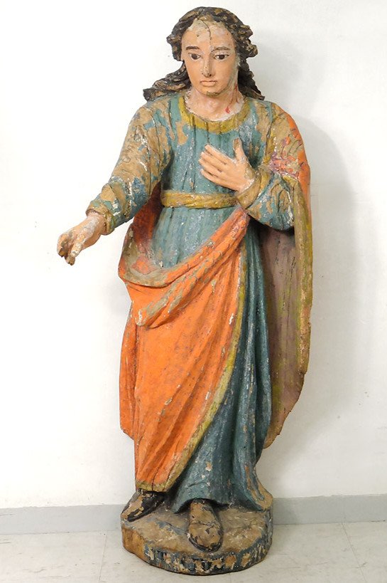 Statue Religieuse Bois Sculpté Polychrome Saint-just Beauvais Auxerre XVIIè