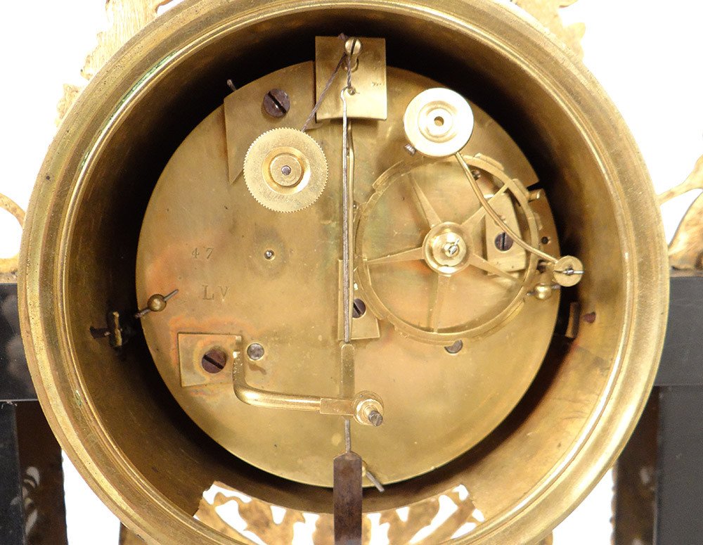 Clock Portico Gilded Bronze Marble Caryatids Return From Egypt Empire 19th Century-photo-7