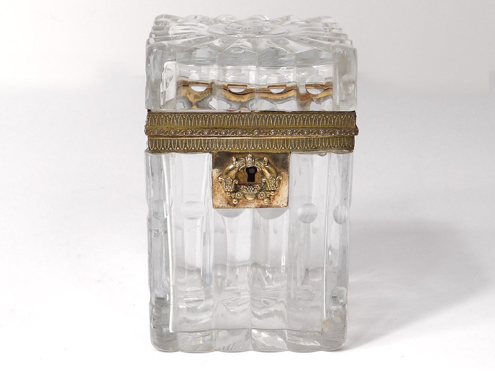 Petit Coffret Boîte Charles X Cristal Baccarat Creusot Bronze Laiton XIXème-photo-2