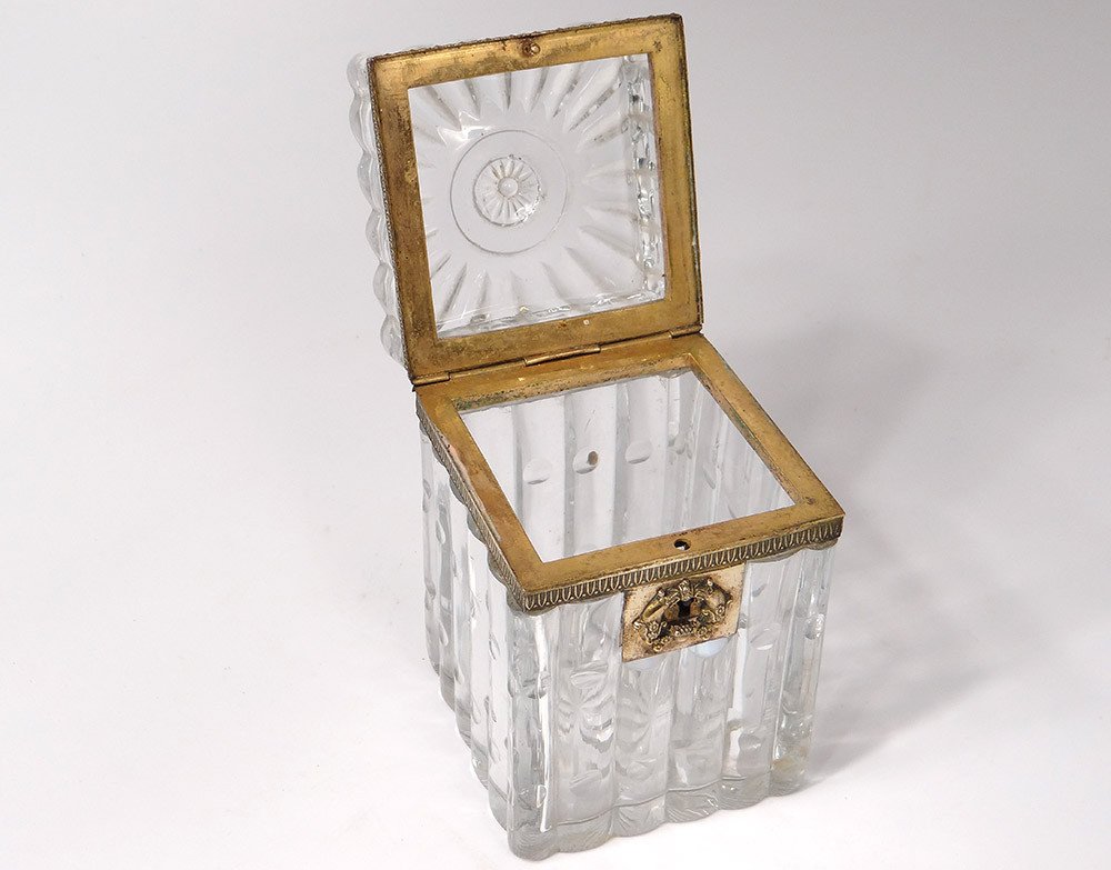 Petit Coffret Boîte Charles X Cristal Baccarat Creusot Bronze Laiton XIXème-photo-3
