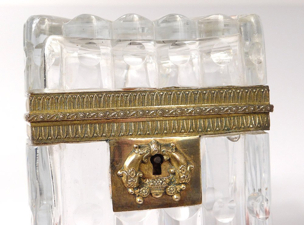 Petit Coffret Boîte Charles X Cristal Baccarat Creusot Bronze Laiton XIXème-photo-1