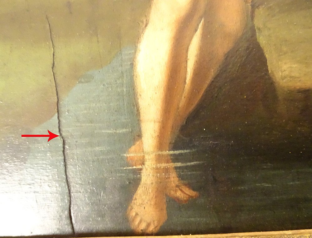 Hsp Painting Baptism Of Christ Jesus Saint John The Baptist Cherubs End Of 18th Century-photo-4