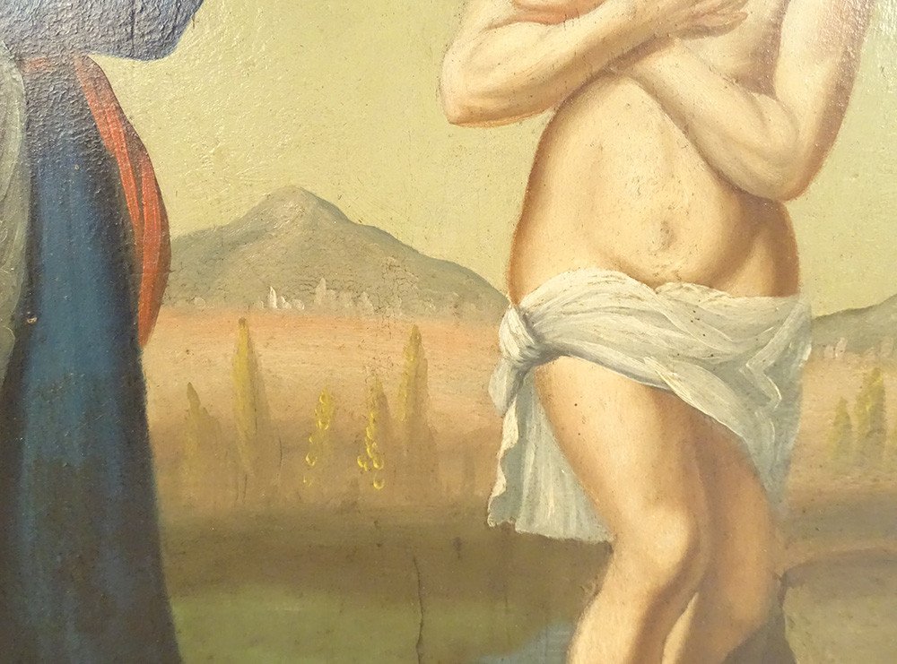 Hsp Painting Baptism Of Christ Jesus Saint John The Baptist Cherubs End Of 18th Century-photo-5