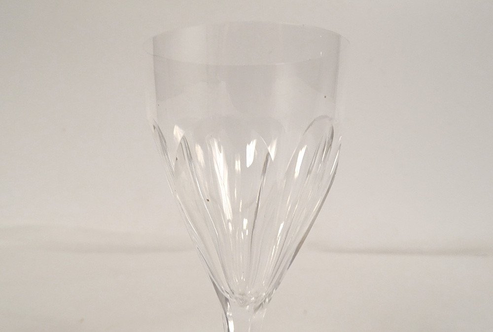 6 Saint-louis Cut Crystal Porto Aperitif Glasses Bristol Model 20th Century-photo-4