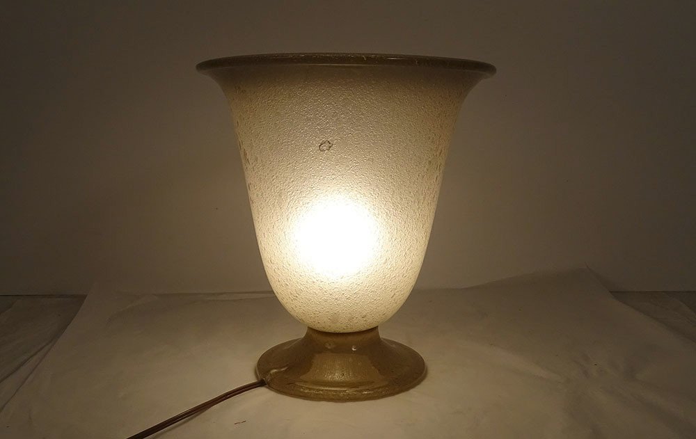 Lampe Verre Soufflé Bullé Murano Venise Italie 1940-50 Vintage XXème Siècle-photo-4