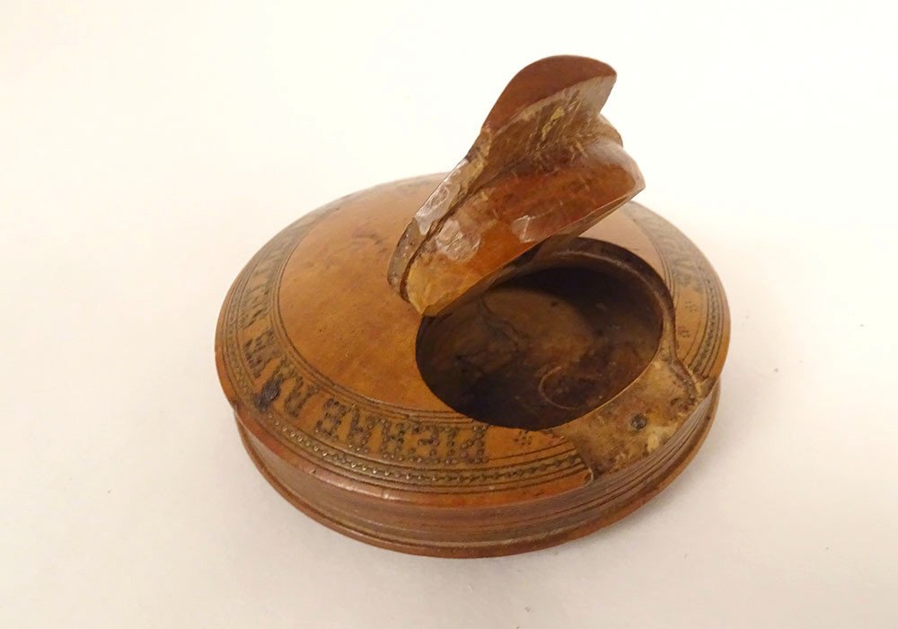 Tabatière Lenticulaire Buis Pierre Raye Sellier Vieillevigne 1868 XIXème-photo-2