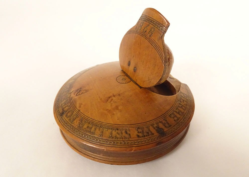 Tabatière Lenticulaire Buis Pierre Raye Sellier Vieillevigne 1868 XIXème-photo-3