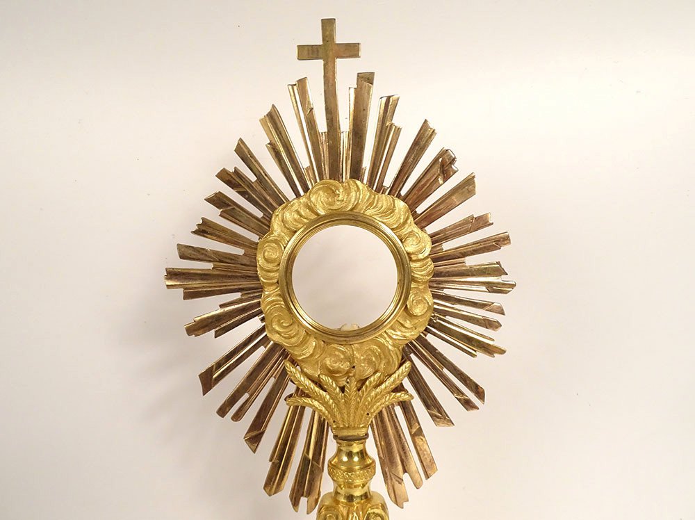Monstrance Monstrance Gilt Bronze Bunches Grapes Ears Wheat 19th Century-photo-2