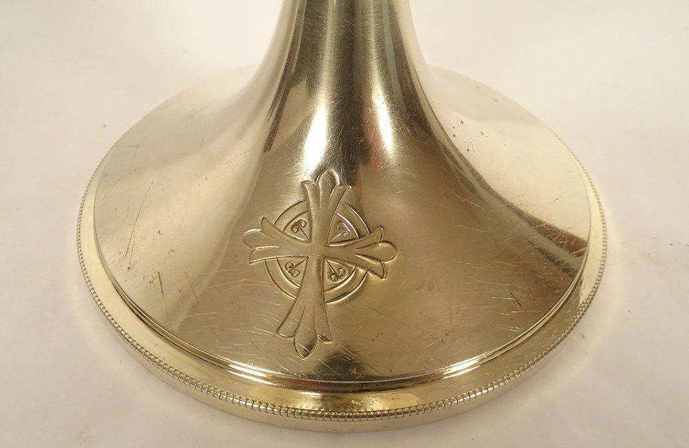 Chalice Paten Agent Vermeil Minerva Henri Nesme Cross Case Pb 409gr 20th Century-photo-3