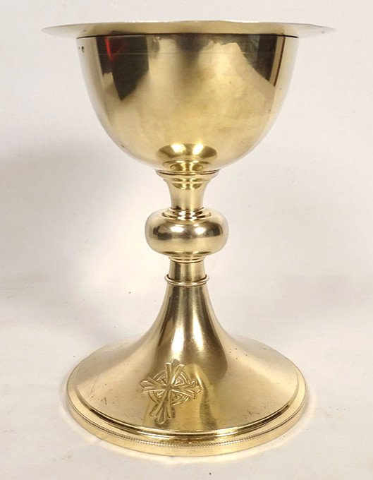Chalice Paten Agent Vermeil Minerva Henri Nesme Cross Case Pb 409gr 20th Century
