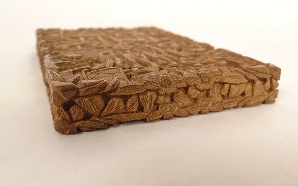 Etui à Cartes Bois Santal Sculpté Personnages Palais Canton Chine XIXème-photo-6