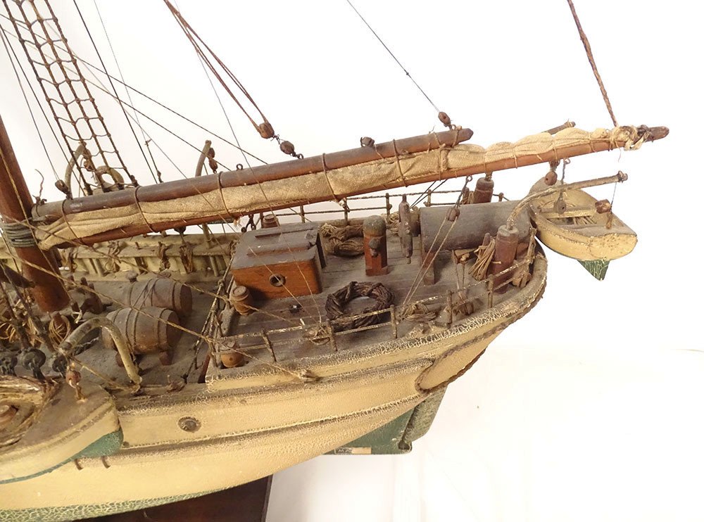 Model Boat Sailing Ship Two-masted Catalan Schooner Pailebot Marco End Of 19th Century-photo-4