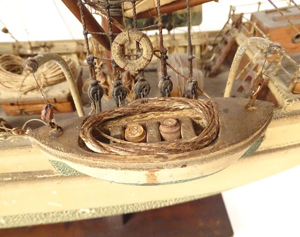 Model Boat Sailing Ship Two-masted Catalan Schooner Pailebot Marco End Of 19th Century-photo-1