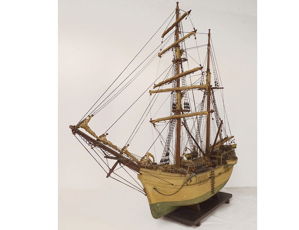 Model Boat Sailing Ship Two-masted Catalan Schooner Pailebot Marco End Of 19th Century-photo-4