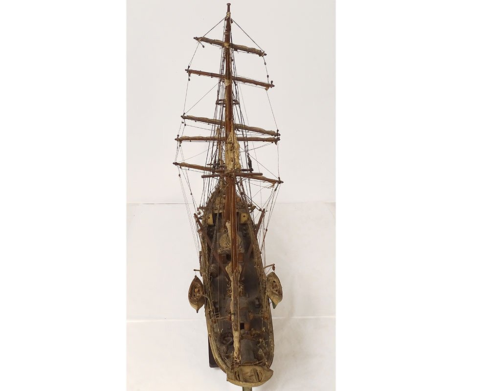 Model Boat Sailing Ship Two-masted Catalan Schooner Pailebot Marco End Of 19th Century-photo-7