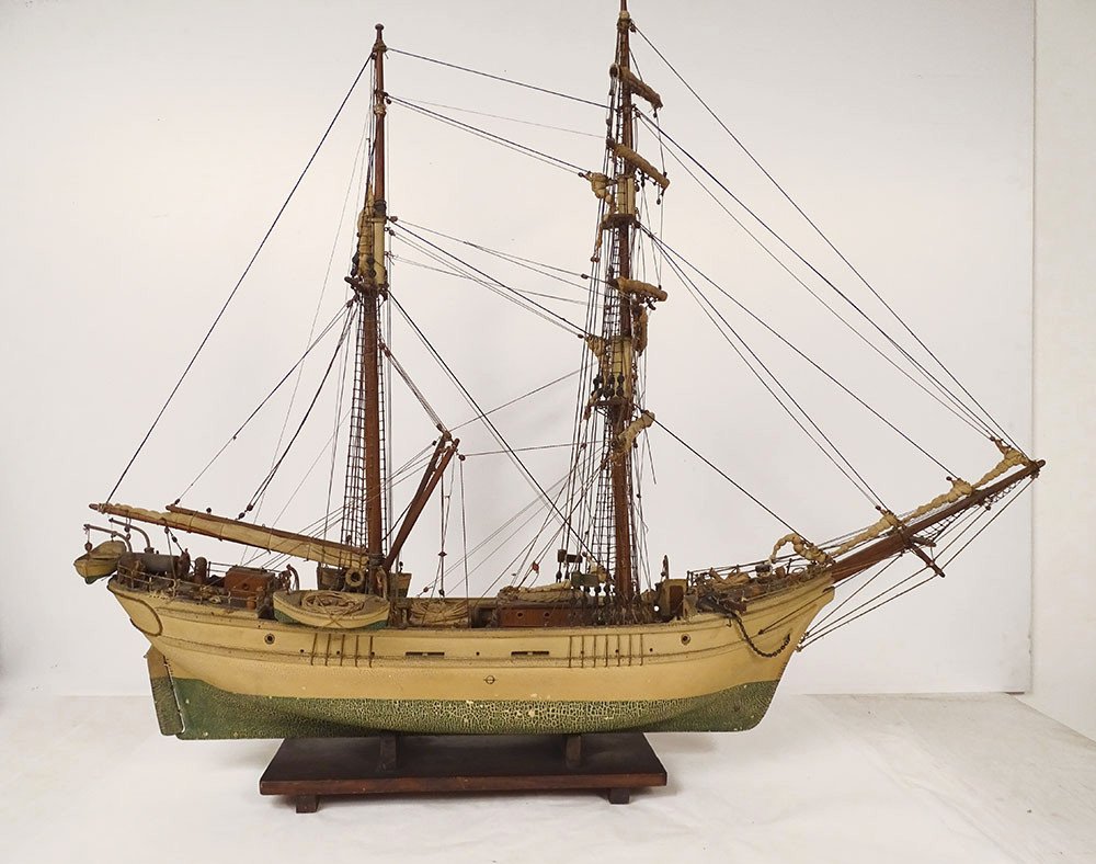 Model Boat Sailing Ship Two-masted Catalan Schooner Pailebot Marco End Of 19th Century-photo-8