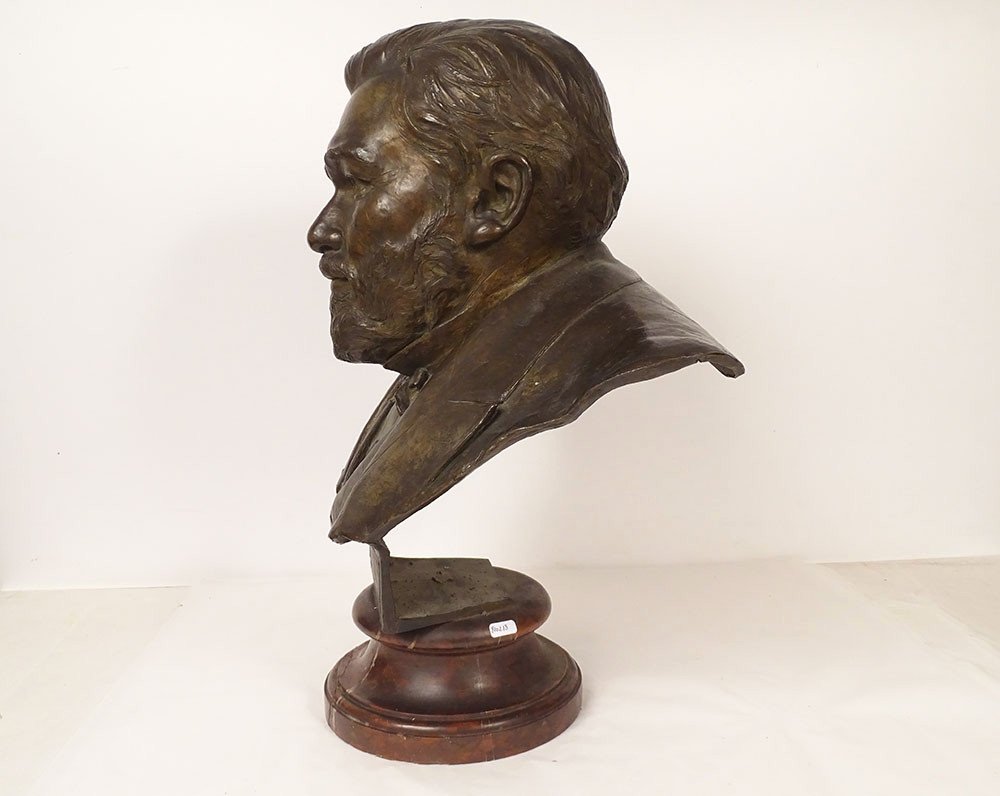 Sculpture Bust Bronze Victor Portevin Reims Chavalliaud Bingen Founder 19th-photo-3