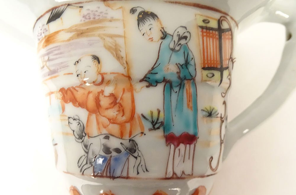 Verseuse Aiguière Casque Hanap Porcelaine Compagnie Indes Mandarins XVIIIè-photo-2