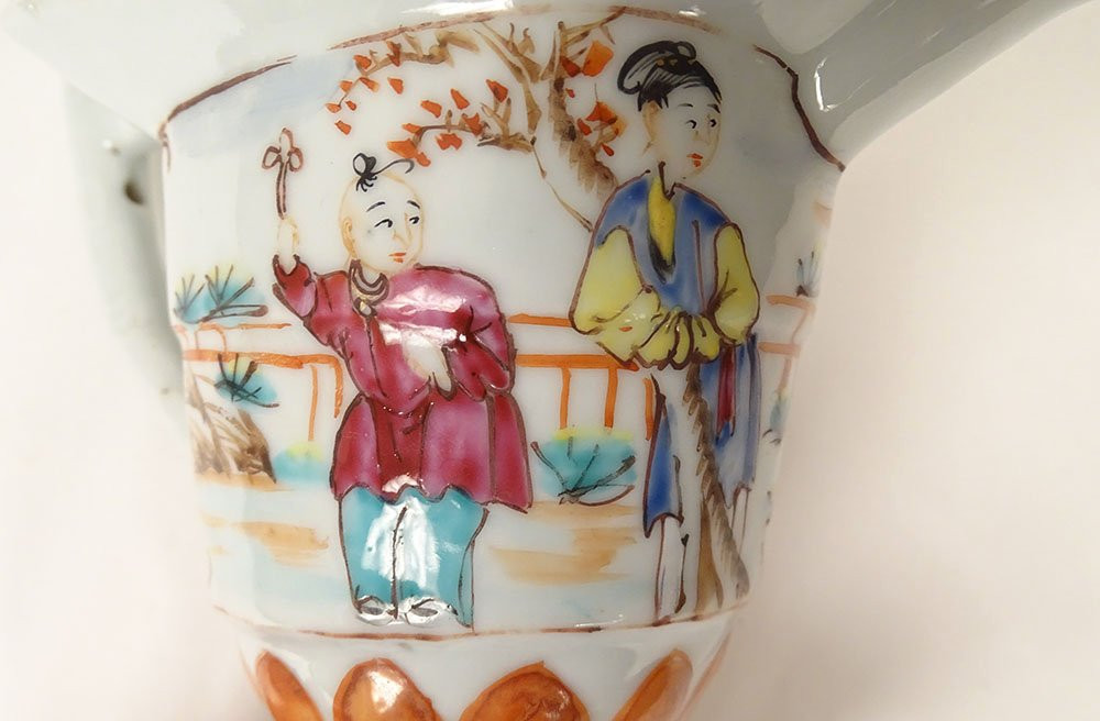 Verseuse Aiguière Casque Hanap Porcelaine Compagnie Indes Mandarins XVIIIè-photo-5
