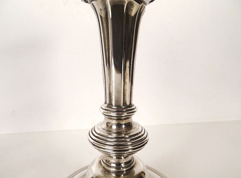 Paire Bougeoirs Flambeaux Argent Fermiers Généraux Paris M-A. Leroy 1780-photo-4